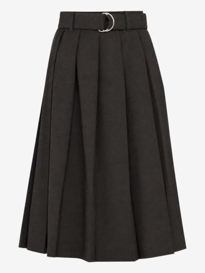 MSGM - Wool pleated midi skirt with belt