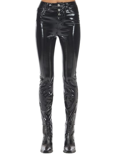 UNRAVEL - ZIPPED VINYL SKINNY LEG PANTS