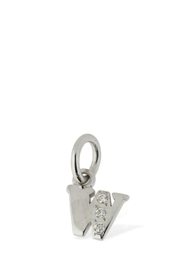 DoDo - 18KT White gold W charm w/ diamonds