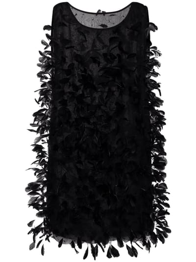 Max Mara - Feathered silk chiffon mini dress