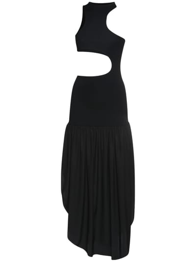 Stella McCartney - Knit & satin silk cut out midi dress