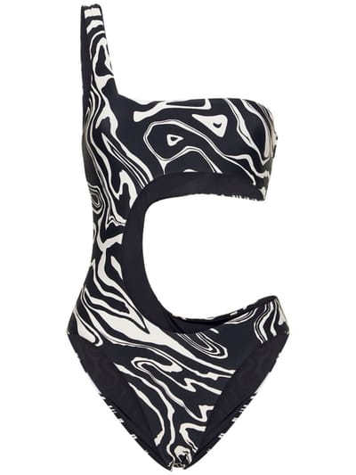 Weworewhat - One shoulder cut out one piece swimsuit