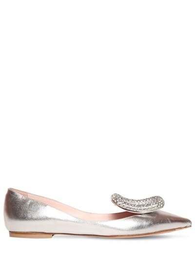 Roger Vivier - 15毫米Viv Choc金属质感皮革平底鞋