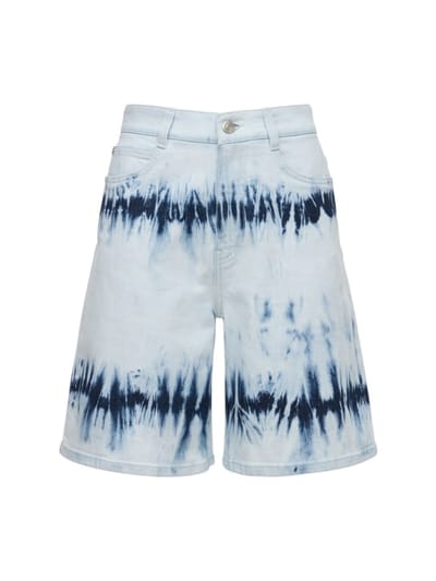 Stella McCartney - 扎染棉质牛仔百慕大短裤
