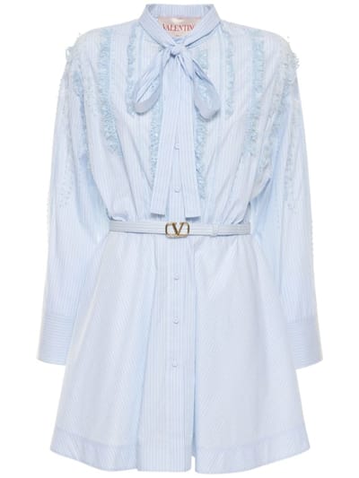 Valentino - 刺绣棉质府绸迷你连衣裙
