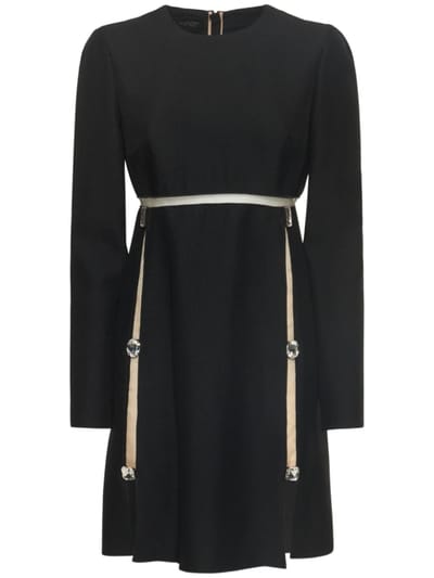 Giambattista Valli - 水钻装饰绉纱&薄纱内嵌迷你连衣裙