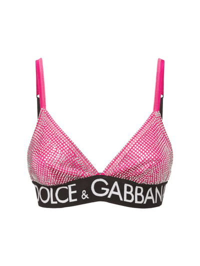 DOLCE & GABBANA - Logo装饰平纹针织三角文胸