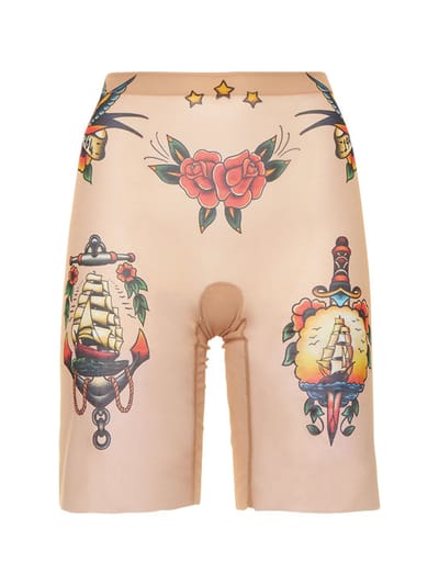 Dsquared2 - Tattoo印花透明薄纱骑行短裤
