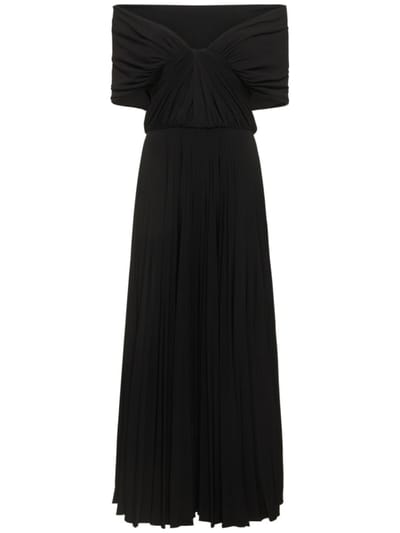 Brandon Maxwell - 露肩垂褶平纹针织迷笛连衣裙