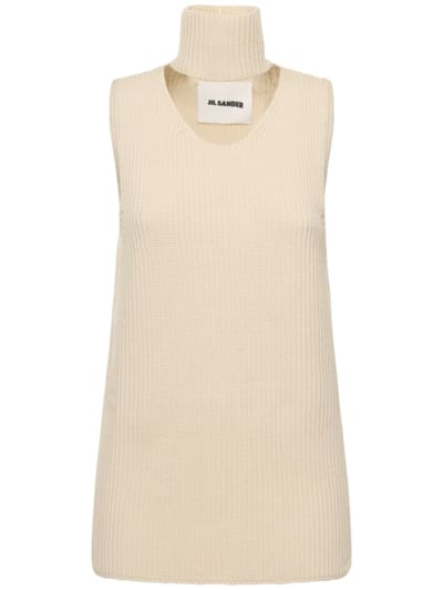Jil Sander - 配领子罗纹针织混棉背心