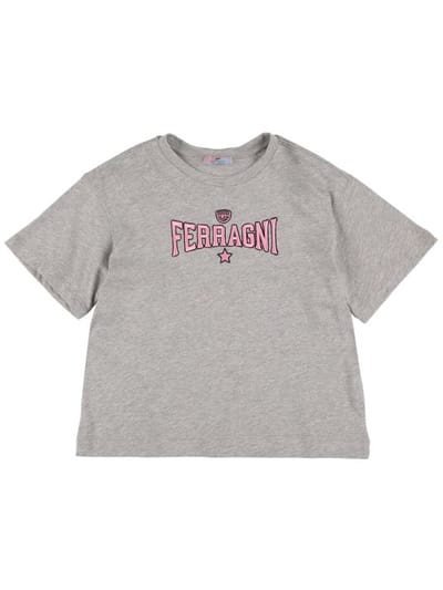 Chiara Ferragni - Logo刺绣棉质平纹针织T恤