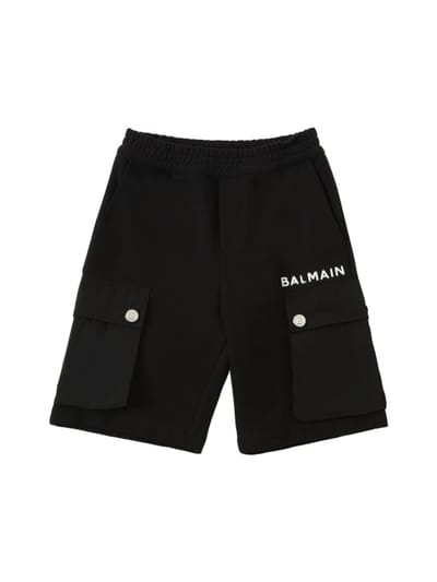 Balmain - Logo有机棉工装短裤