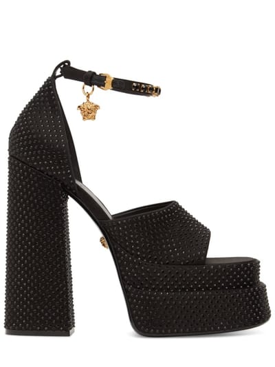 Versace - 155毫米装饰绸缎凉鞋