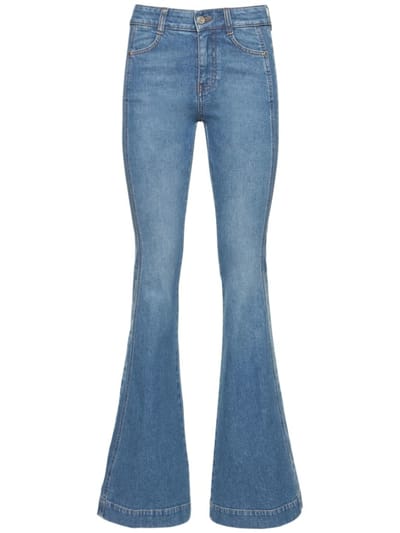 Stella McCartney - 侧面logo高腰喇叭牛仔裤