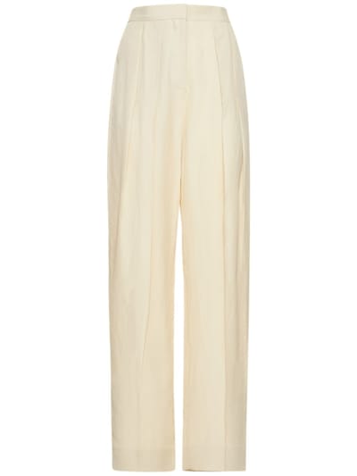Stella McCartney - 亚麻&粘胶纤维高腰直筒裤