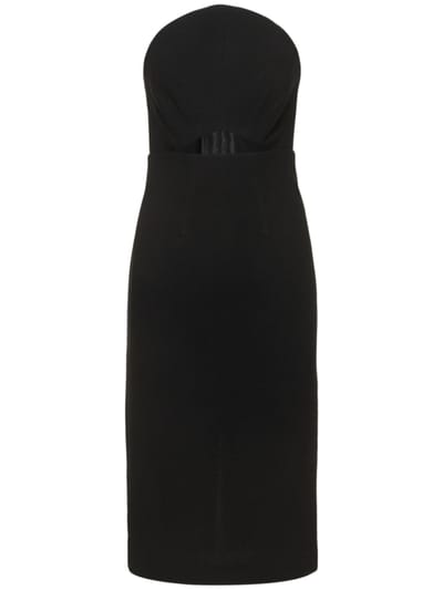 Roland Mouret - 无肩带羊毛绉纱迷笛连衣裙