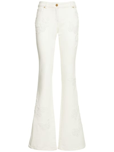 Blumarine - 刺绣低腰喇叭腿牛仔裤