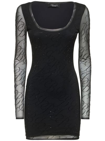Blumarine - Hotfix logo网眼迷你连衣裙