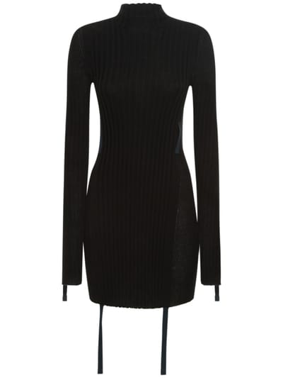Dion Lee - 缩褶混棉针织迷你连衣裙