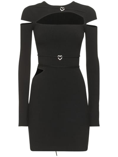 Mach & Mach - Nicole罗纹针织镂空迷你连衣裙