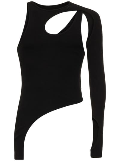 Dion Lee - Ribbed asymmetric cut-out t-shirt
