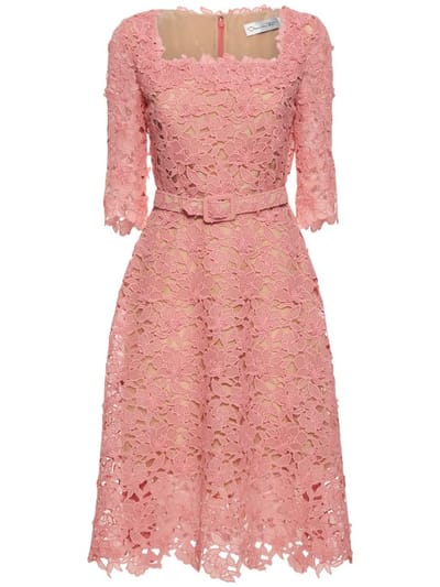 Oscar De La Renta - Macramè蕾丝系腰带迷笛连衣裙