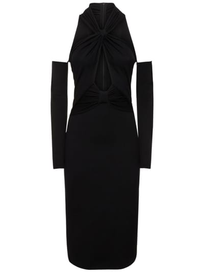 Giambattista Valli - 扭曲领子针织粘胶纤维迷笛连衣裙