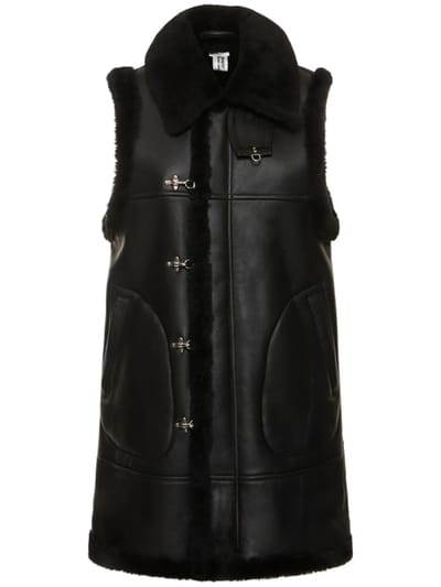 Noir Kei Ninomiya - 钩扣&拉链开合剪羊毛领马甲