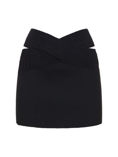 Dion Lee - 交叉罗纹针织粘胶纤维迷你短裙