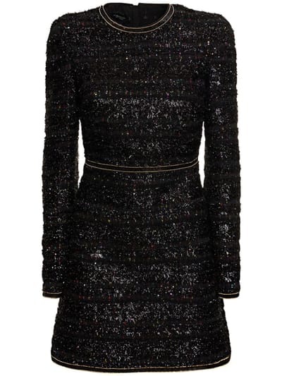 Giambattista Valli - 亮片圈绒长袖迷你连衣裙