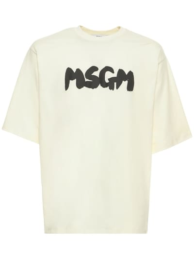 MSGM - Logo印花棉质平纹针织T恤