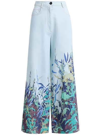 Forte_forte - Printed denim wide jeans