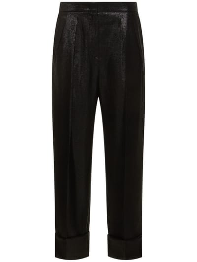 Giorgio Armani - 光滑纹理金银丝高腰裤子