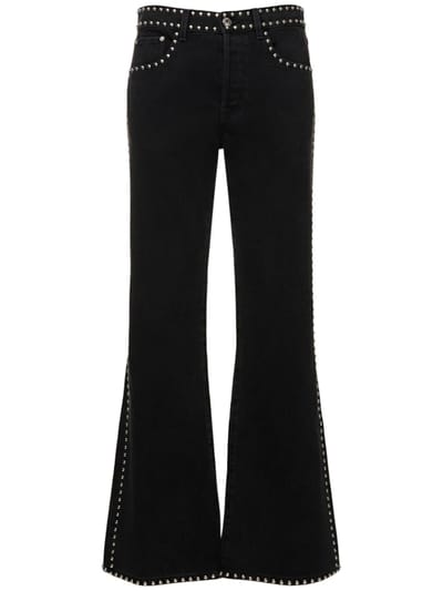 Lanvin - 刺绣铆钉喇叭腿牛仔裤