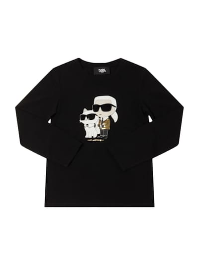 Karl Lagerfeld - 印花混棉平纹针织T恤