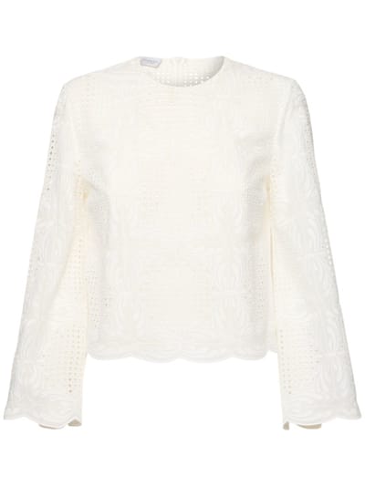 Giambattista Valli - 刺绣混棉薄纱上衣
