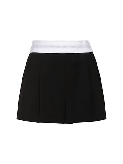 Alexander Wang - 高腰打褶羊毛短裤