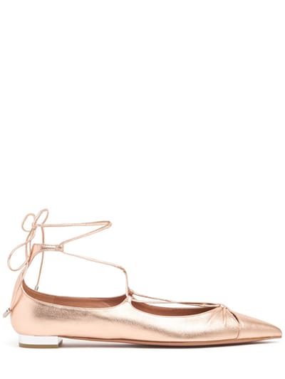 Aquazzura - 10毫米Gabi金属色皮革芭蕾平底鞋