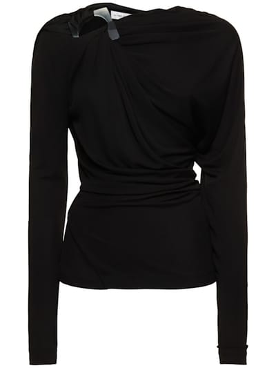 Victoria Beckham - 垂褶光滑平纹针织长袖上衣
