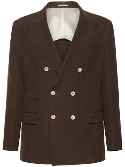 Brunello Cucinelli - 双排扣亚麻西服夹克