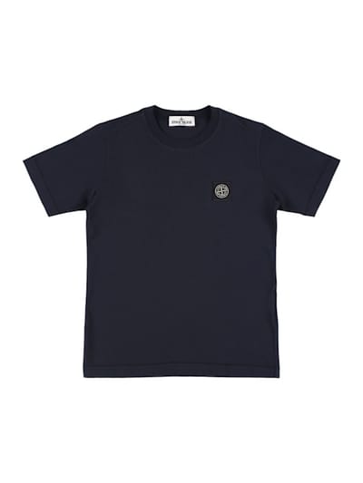 Stone Island Junior - Logo棉质平纹针织T恤