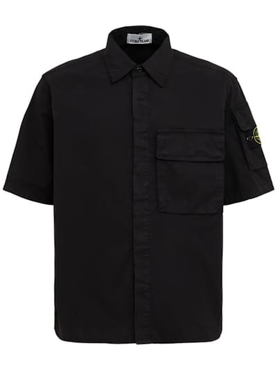Stone Island - 弹性棉斜纹衬衫