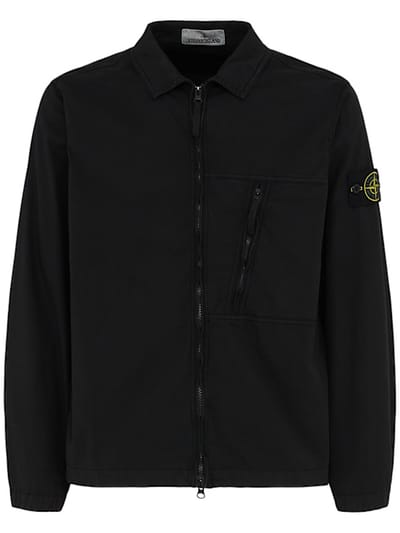 Stone Island - 弹性棉斜纹衬衫