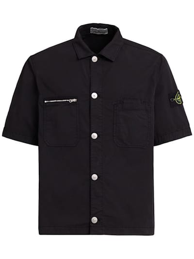 Stone Island - 弹力棉斜纹衬衫