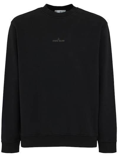 Stone Island - Felpa in cotone con stampa posteriore
