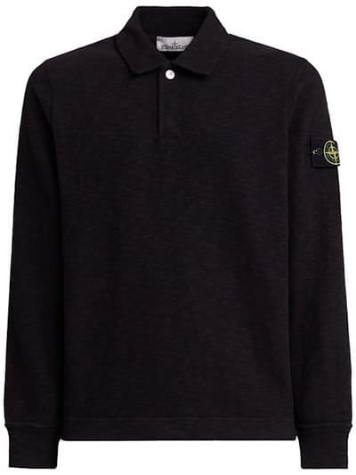 Stone Island - 带有罗纹领的长袖 Polo 衫