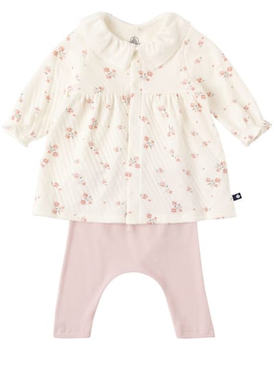 Petit Bateau - 印花棉连衣裙和 leggings