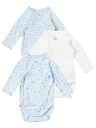 Petit Bateau - 三件印花棉质连体衣套装