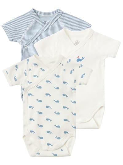 Petit Bateau - 3件印花棉质连体衣套装