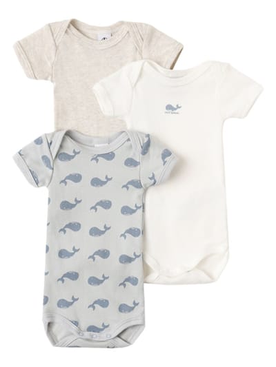 Petit Bateau - 3件印花棉质连体衣套装